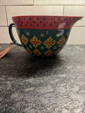 The Pioneer Woman Decorative Floral Batter Bowl - Green with Red Rim 2.83